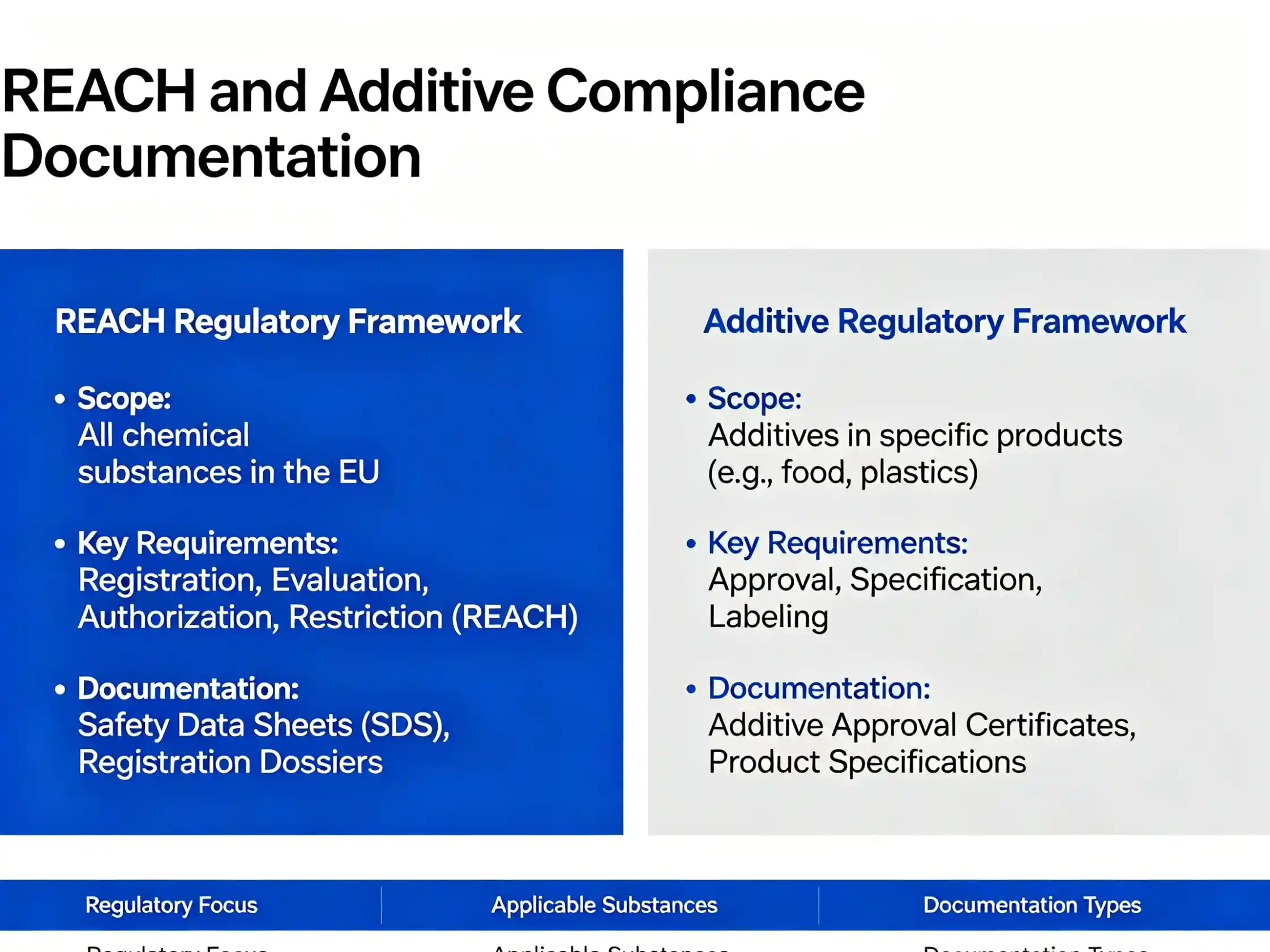 REACH and additive compliance documentation